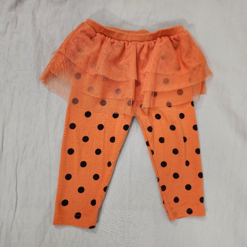 Carter's Orange Polka Dot Tulle Leggings Girls 12 Month Halloween Pants